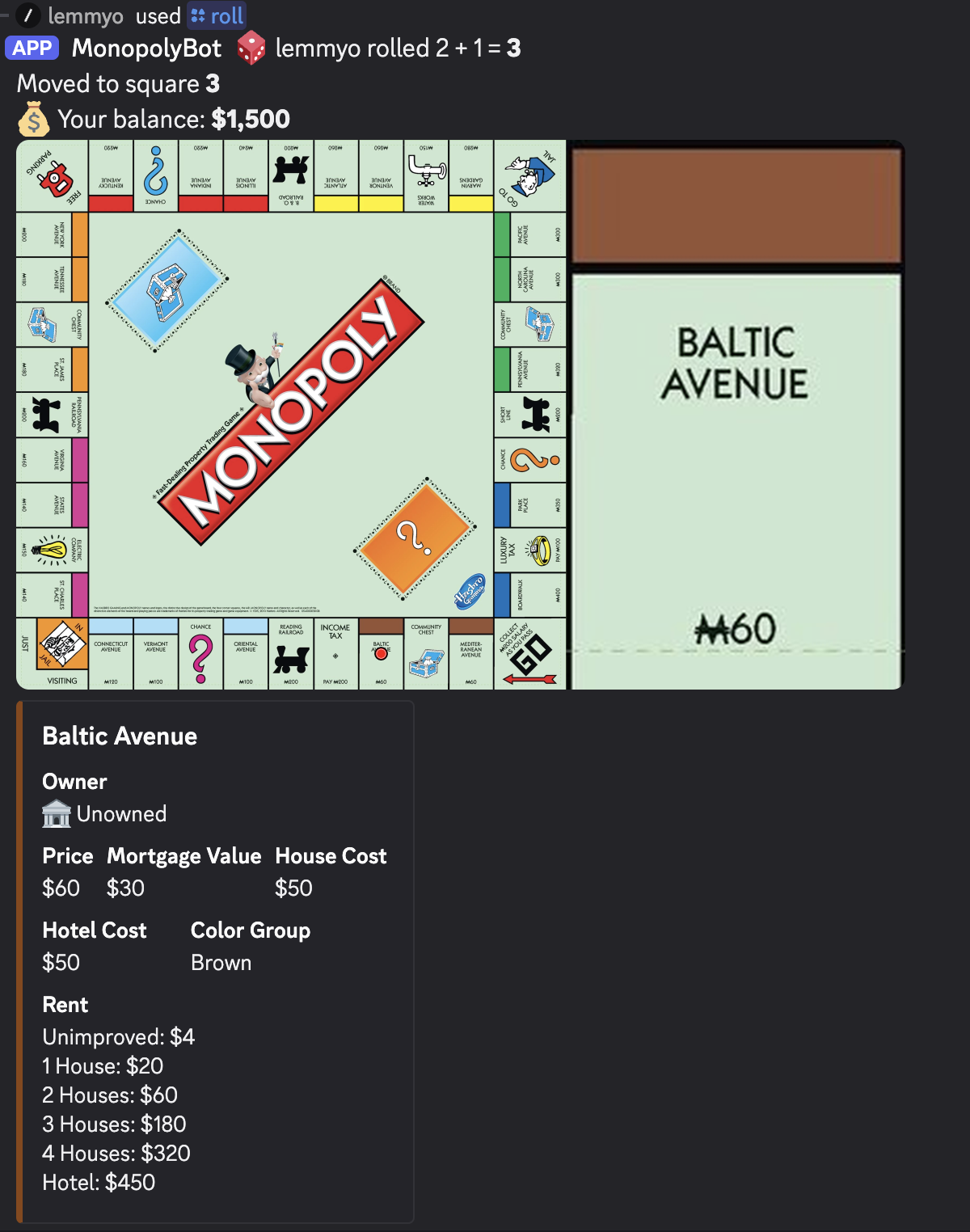 Monopoly roll